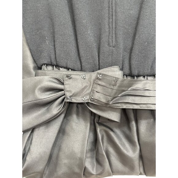 Vtg 70s Ciao Black Embellished Sweater & Satin Full Skirt Dress MCM Women Size 6 - Picture 5 of 7